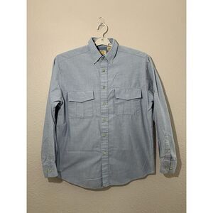 Haband Travelers Men's‎ Blue Long Sleeve Vented Button Up Shirt Size Medium EUC